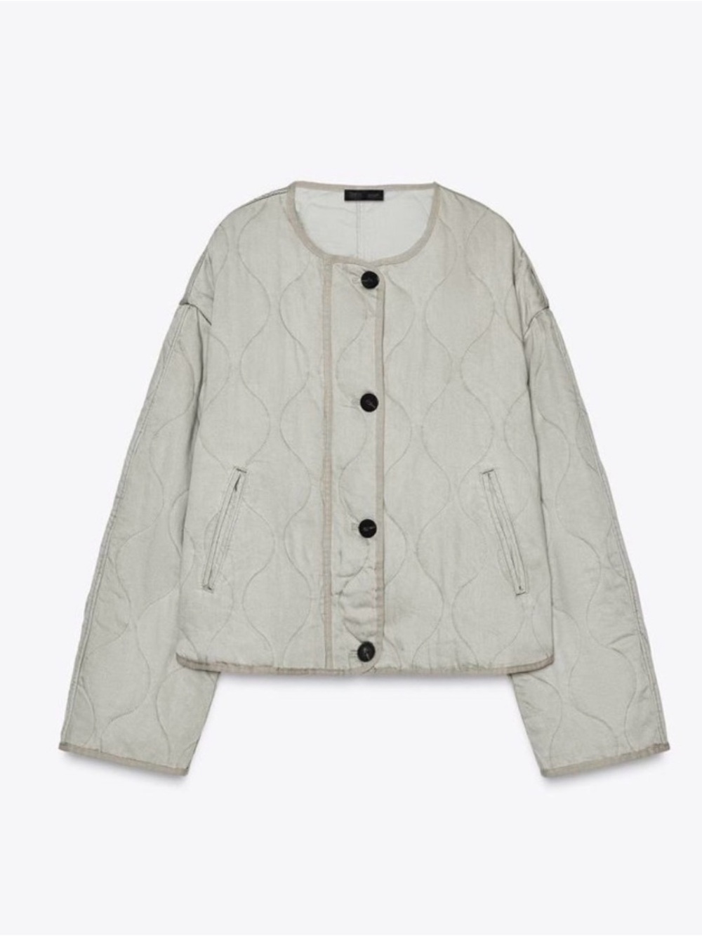 Zara Sage Green Quilted Button-Front Jacket